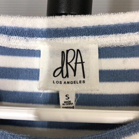 Anthropologie DRA Blue White Stripe Terry Short Sleeve Puff Sleeves Sz S - Picture 6 of 7